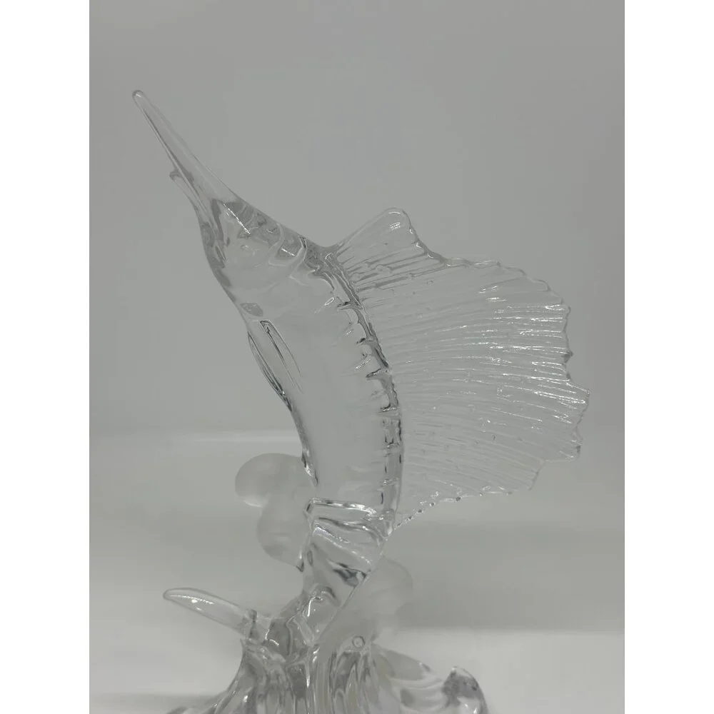 VTG Lenox Crystal Swordfish Sculpture Water Dance Collection Marlin Figurine MCM